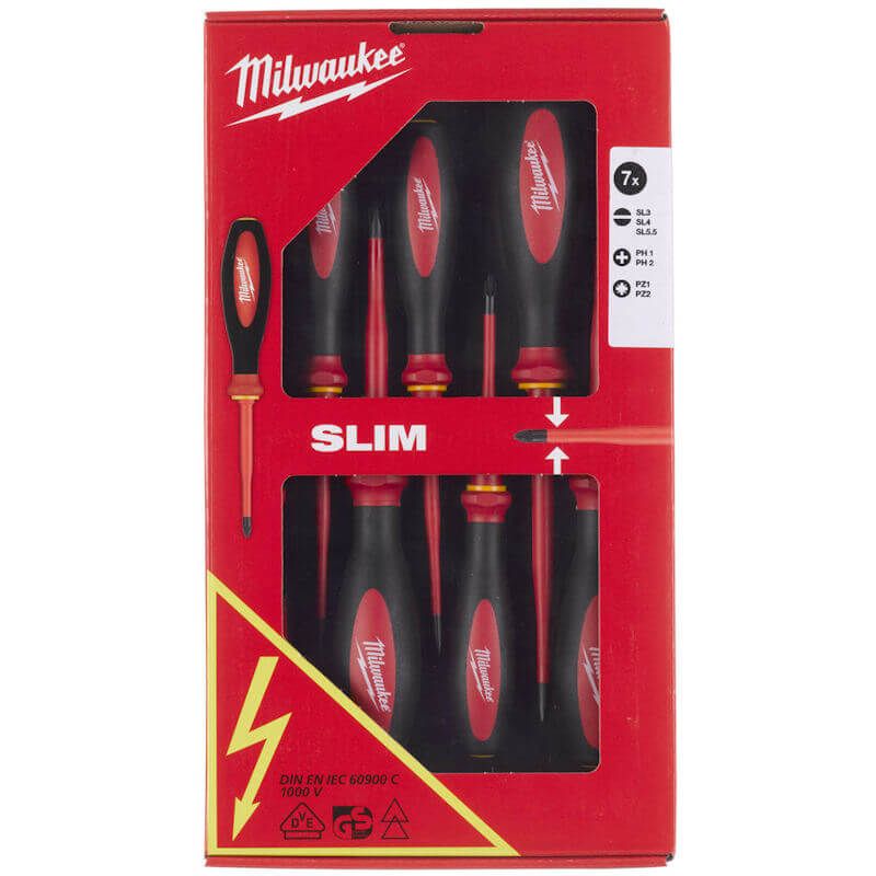  Milwaukee Slim VDE Screwdriver Set - 7 Piece